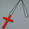 Punk Gothic Wood Cross Pendant Necklace | Vintage Y2K Style Cross Pendant Necklace QXL A3