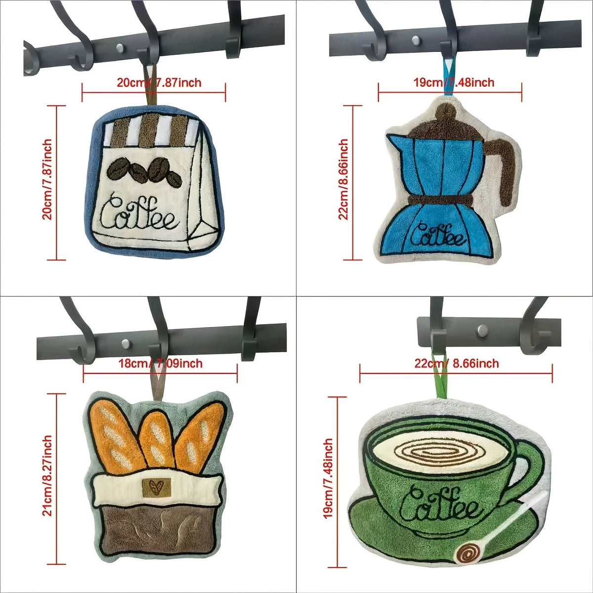Coffee Theme Quick-Dry Hanging Hand Towel | Kitchen & Bath Decorative Hand Towel QXL
