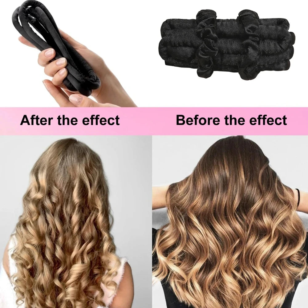 Heatless Curling Rod Headband | Silk Ribbon Overnight Curls Kit Heatless Hair Curler QXL