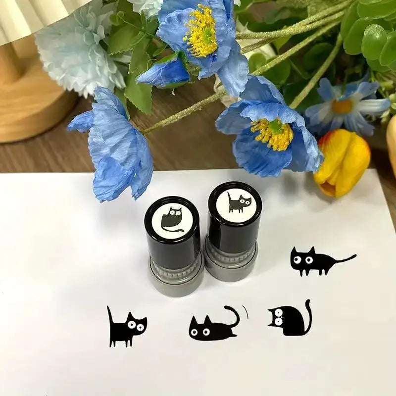4-Pack Cute Black Cat Stamps for Scrapbooking & Journaling Decorative Craft Stamps QXL