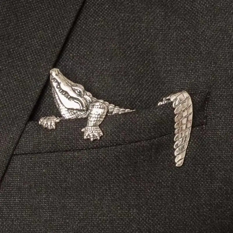 Vintage Zinc Alloy Crocodile Tiger Lapel Pin | Men's Suit Men's Lapel Pin QXL A3
