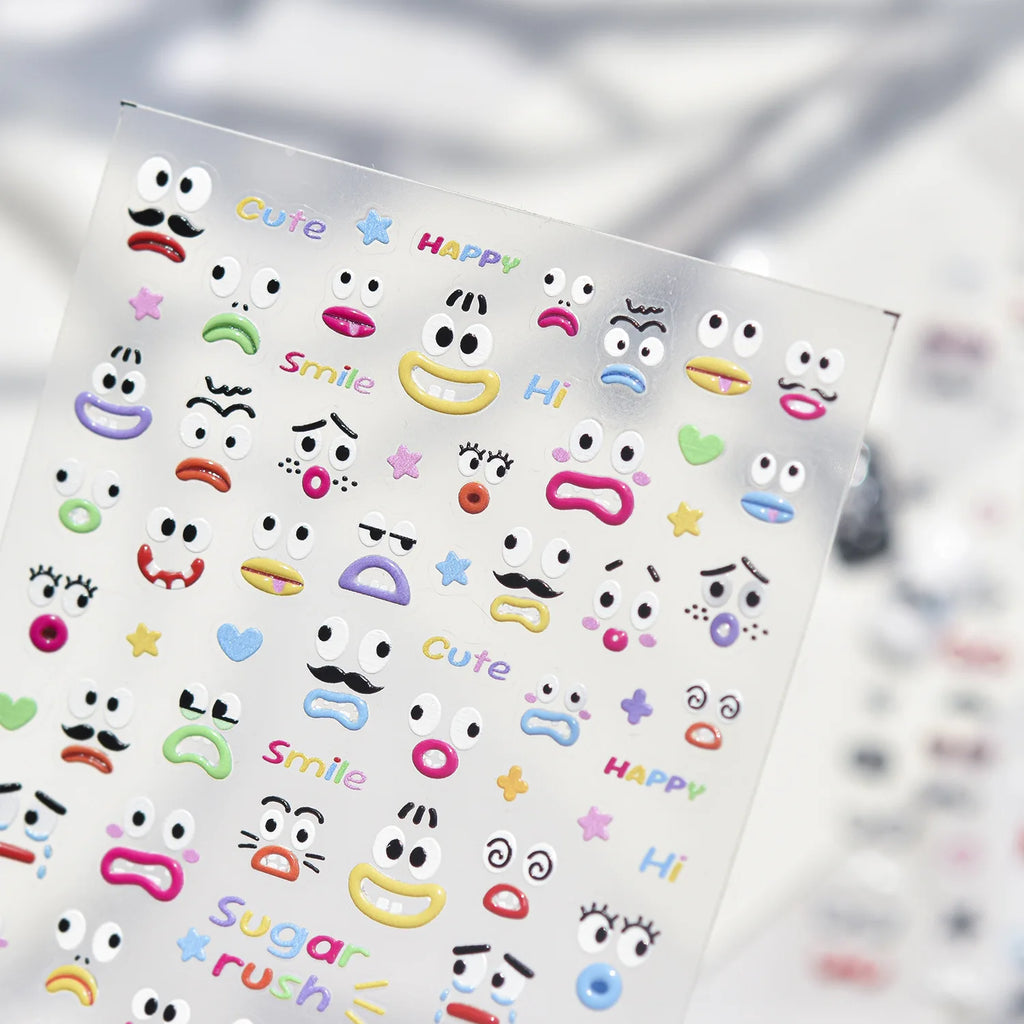 5D Cartoon Emoji Nail Art Stickers | Self-Adhesive DIY Decals Nail Art Stickers QXL