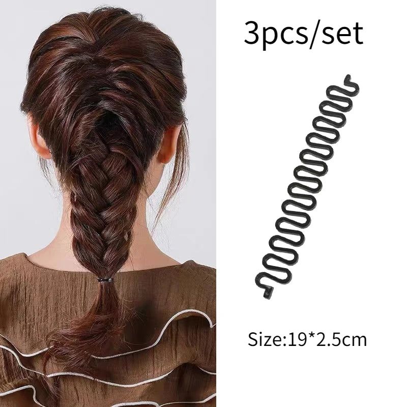 Wave Hair Braiding Roller Tool Set | 3 & 4 Pc Twist Styler Hair Braiding Tool QXL No.1 3pcs
