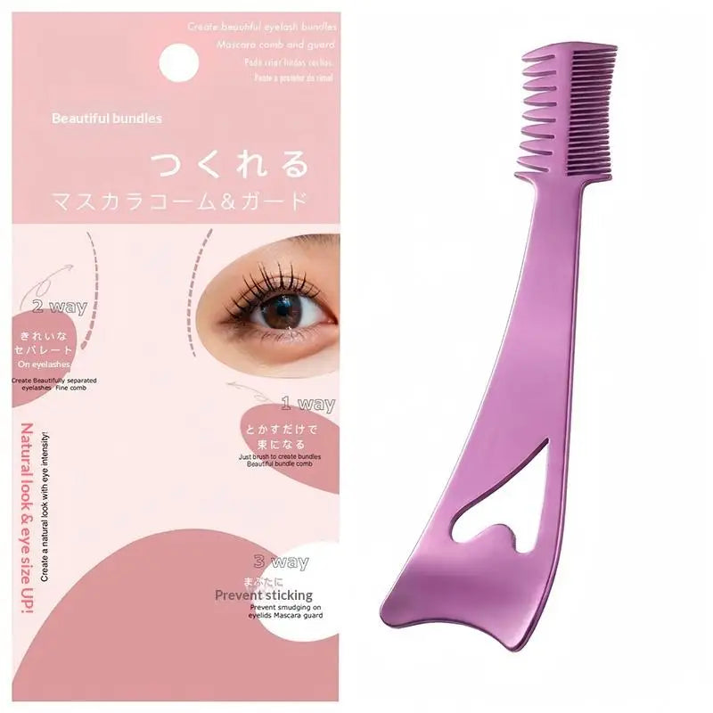 3-in-1 Eyeliner Stencil Tool with Lash Brush | Stainless Steel Eyeliner Stencil Tool QXL Pink