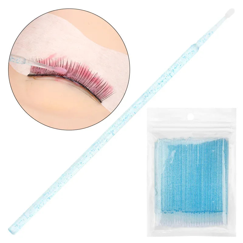 100-Pack Disposable Micro Brushes for Eyelash Extensions Lash Extension Brushes QXL