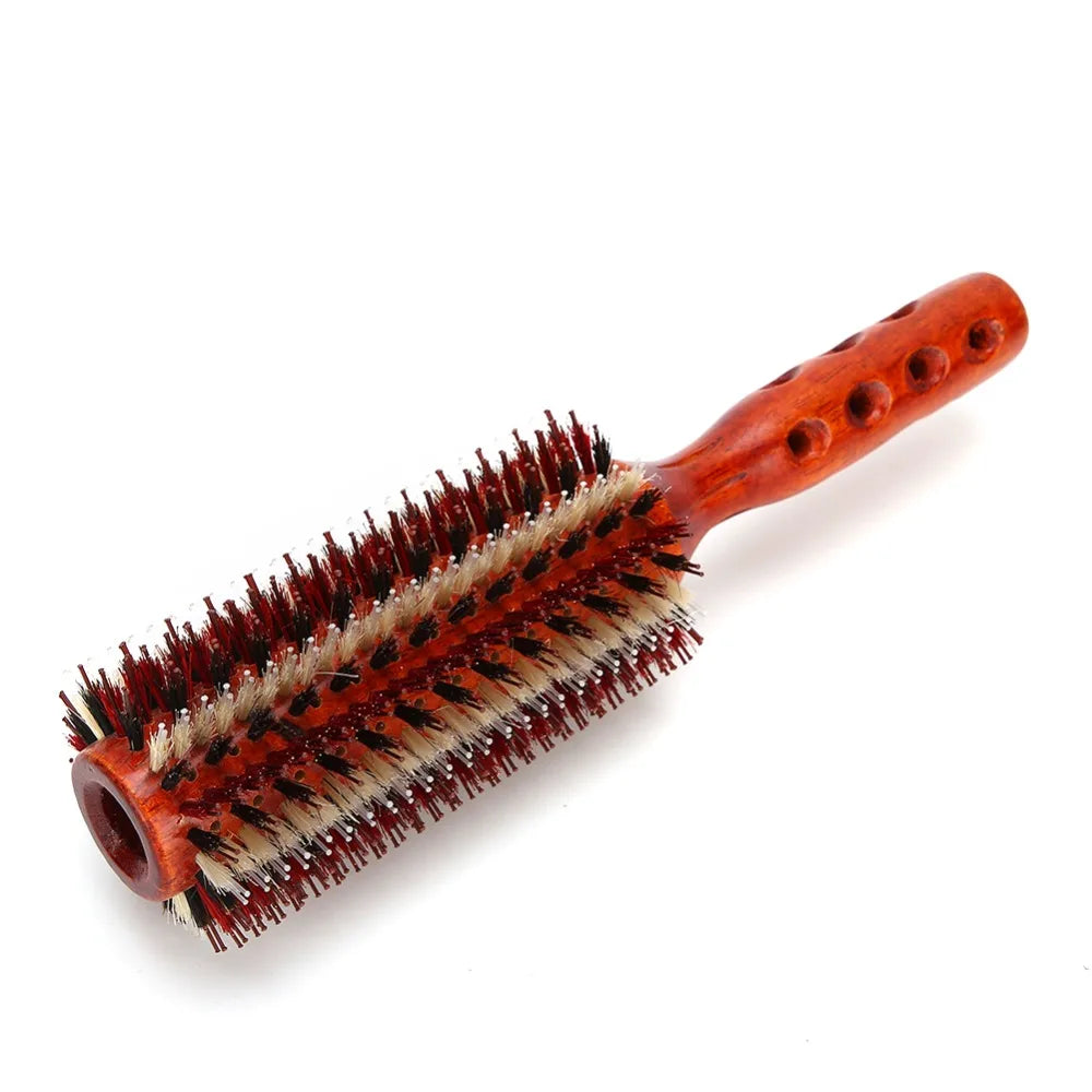 Large Round Hair Brush – Wood & Nylon for Curly All Hair Types Round Hair Brush QXL