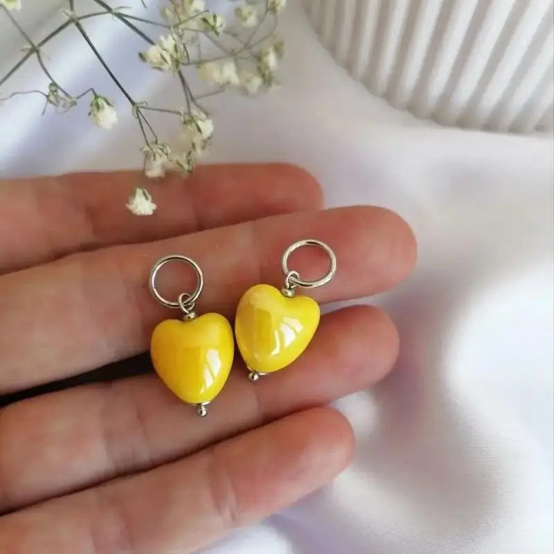 Colorful Heart Hoop Earrings | Minimalist Women's Jewelry Hoop Earrings QXL