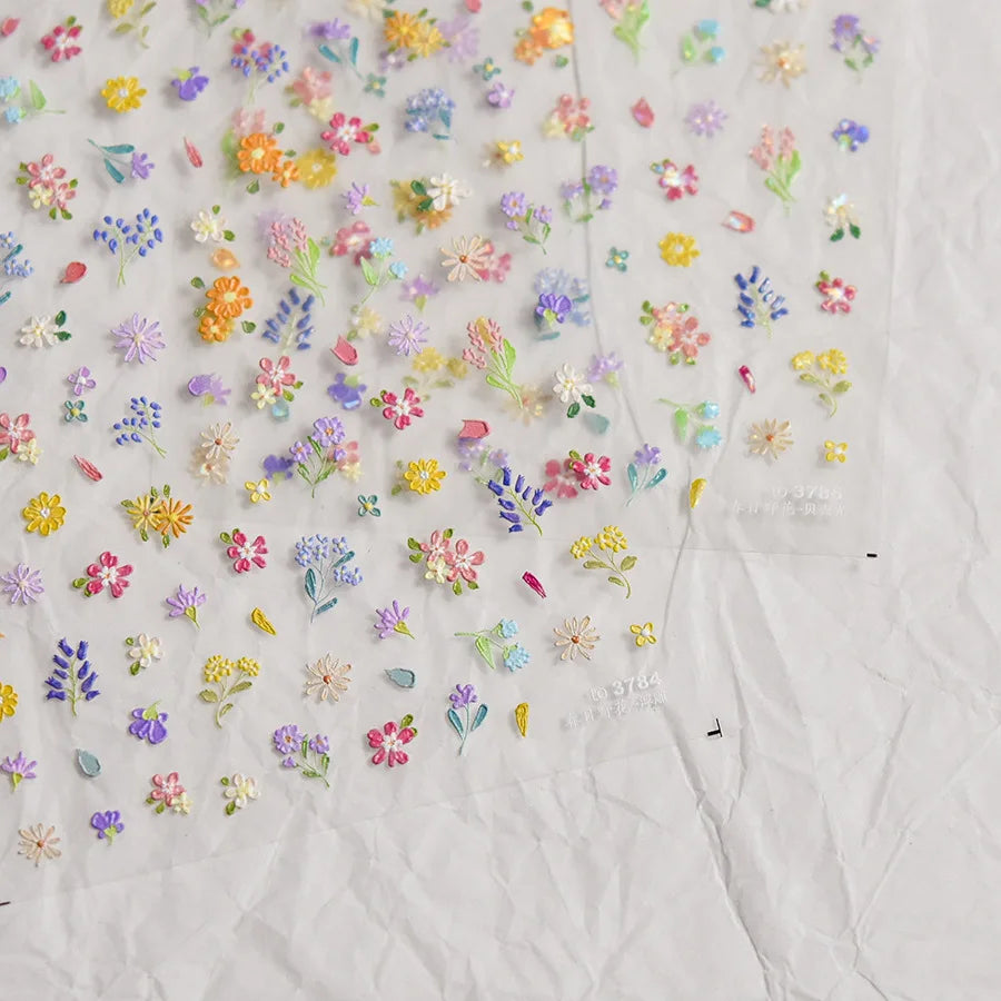 5D Wildflower Nail Art Stickers | Floral Transfer Decals Nail Art Stickers QXL
