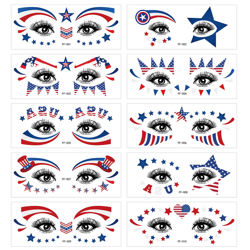 4th of July Waterproof Temporary Tattoo Stickers | USA Flag Temporary Tattoo Stickers QXL 10 pcs