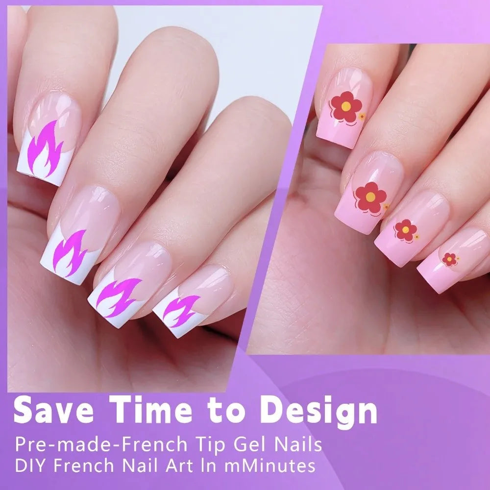 120-Pack French Press On Nails | Clear Mixed Size Full Cover DIY Press On Nails QXL