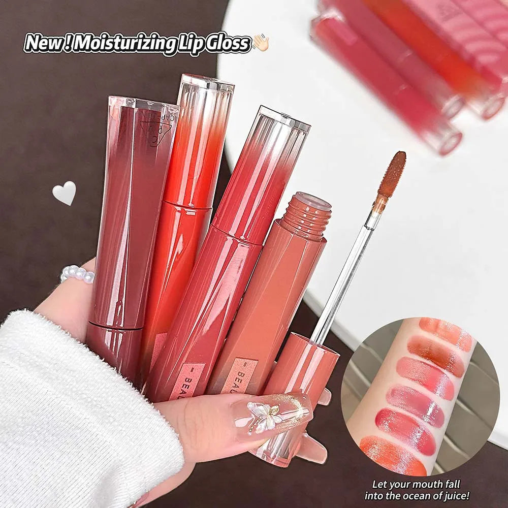 Nude Shimmer Mirror Lip Gloss | Hydrating Jelly Glaze Mirror Lip Gloss QXL