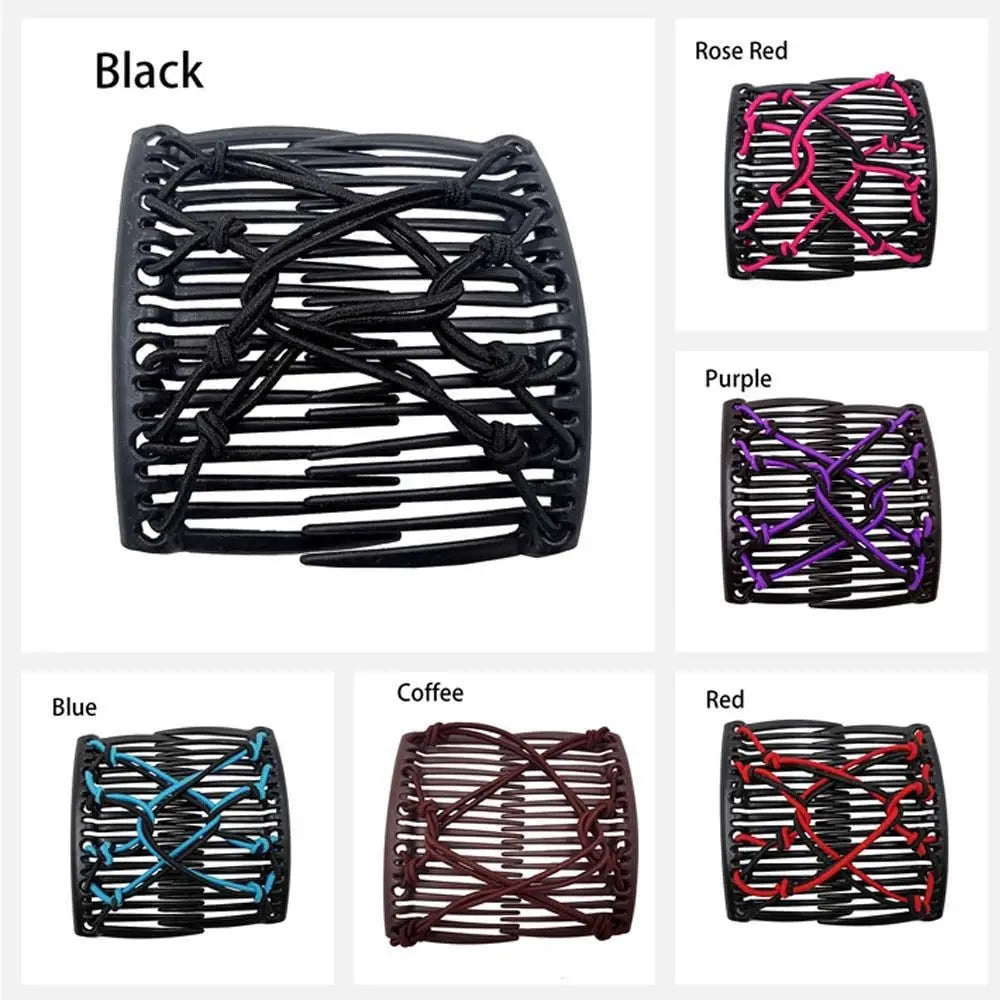6-Color Elastic Rope Pan Hair Clips | Strong Hold Lazy Comb Pan Hair Clip QXL