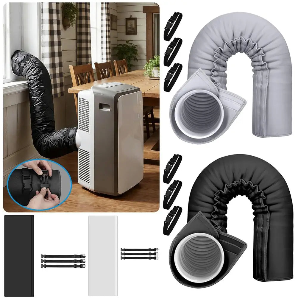AC Exhaust Hose Insulation Sleeve | 5"–5.9" Cover + 3 Straps AC Hose Insulation Cover QXL