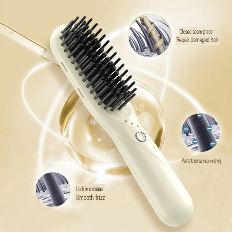 2-in-1 Plasma Hair Straightening & Curling Comb | Electric Electric Hair Styling Comb QXL