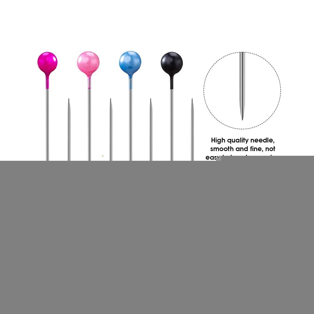 100-Pack Pearl Head Sewing Pins | 12 Colors Stainless Steel Sewing Pins QXL
