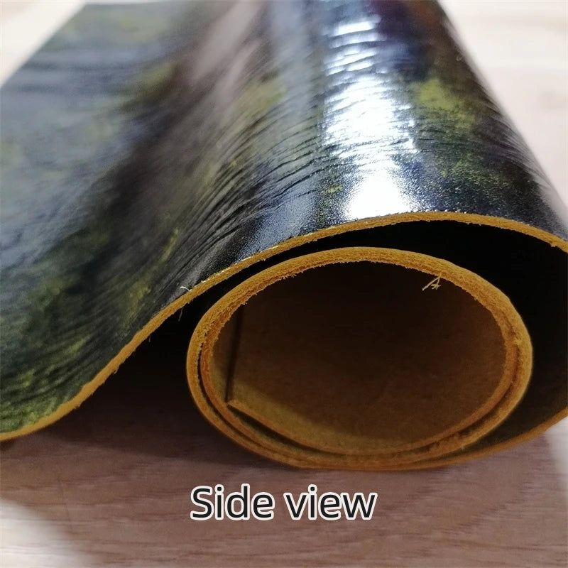 1.3mm Yellow & Black Top-Grain Cowhide Leather Sheet | DIY Leather Sheet Fabric QXL