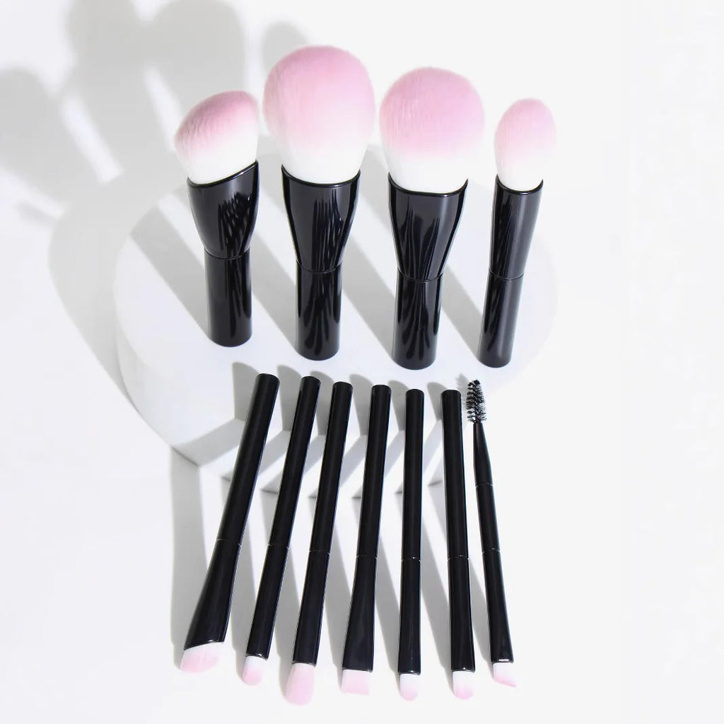 11-Piece Mini Makeup Brush Set | Honey Fire Black Handle Makeup Brush Set QXL