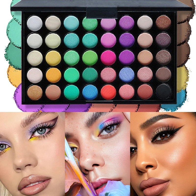 VERONNI 40-Color Glitter Matte Eyeshadow Palette + Brush Eyeshadow Palette QXL