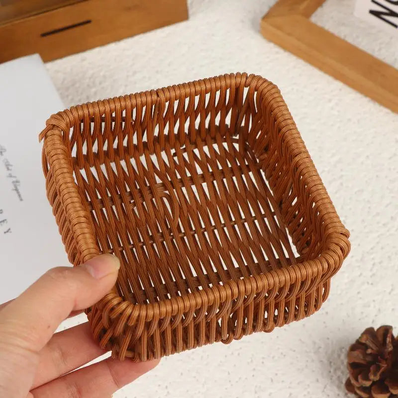 Imitation Rattan Wicker Square Storage Basket – Woven Organizer Wicker Storage Basket QXL