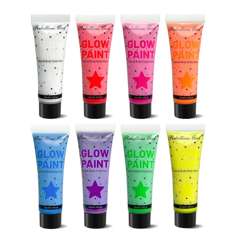 8-Pc UV Neon Face & Body Paint Glow in the Dark Set UV Body Paint Set QXL 8 pcs