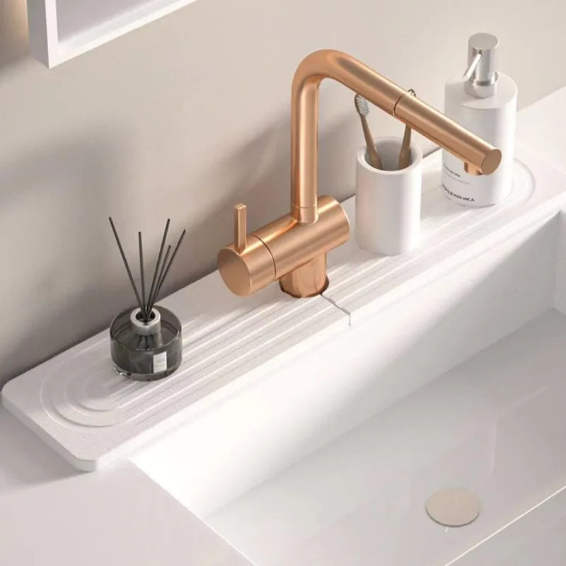 Quick-Dry Faucet Mat | Super Absorbent Sink Splash Guard Sink Splash Guard Mat QXL WHITE-40X10cm-1PCS