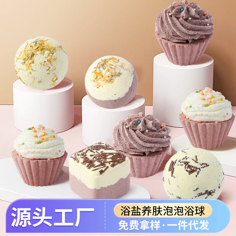 Chocolate Cake Bath Salt Bombs Gift Set | 6-Piece Bubble Bath Bath Bomb Gift Set QXL