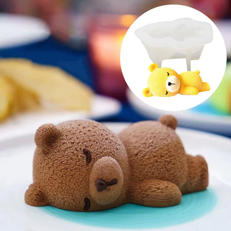 3D Sleeping Bear Silicone Mousse Cake Mold | DIY Baking Silicone Cake Mold QXL