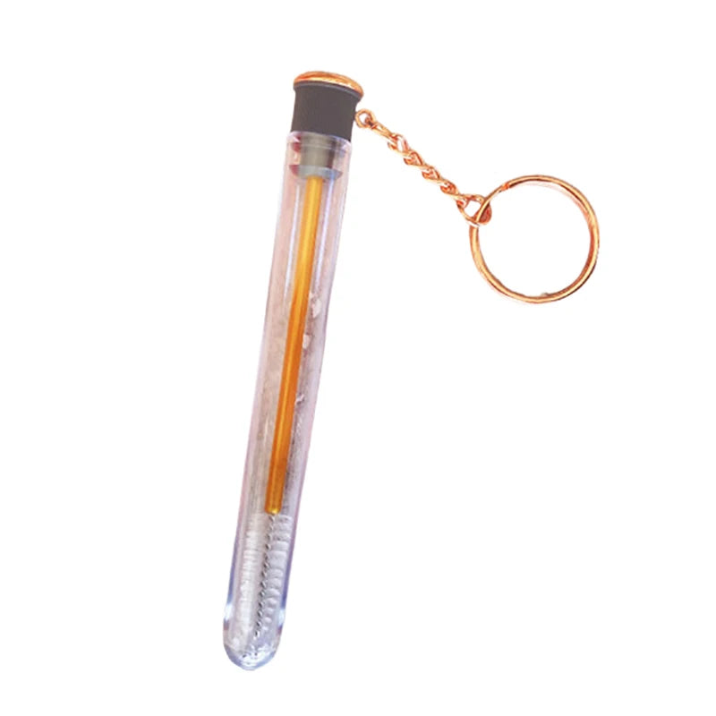 Gold Glitter Lash Spoolie Brush Tube Keychain | Reusable Lash Spoolie Keychain QXL Gold