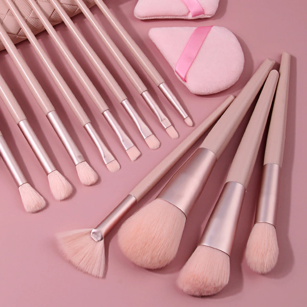 16-Pc Pink Makeup Brush Set | Diamond Bag & Bunny Keychain Makeup Brush Set QXL