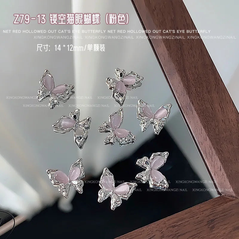 3D Butterfly Hollow Alloy Nail Charms | Luxury Nail Jewels 2pc Nail Art Charm QXL