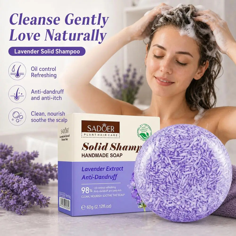 SADOER Lavender Solid Shampoo Bar – Scalp Care & Volume Solid Shampoo Bar QXL