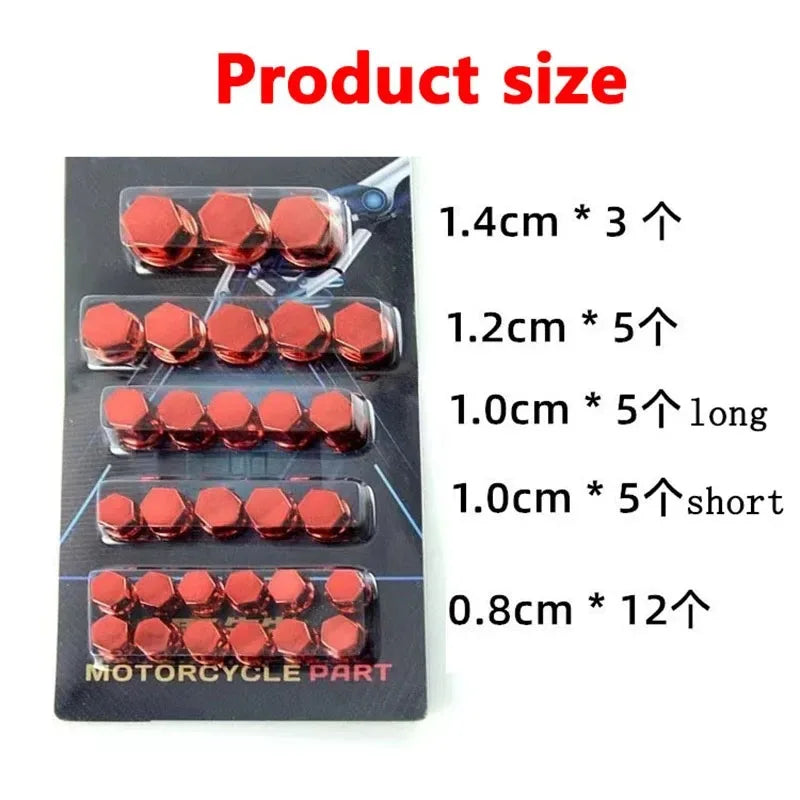 30-Pack Motorcycle Screw Cover Caps | Plated Decorative Nut Covers Motorcycle Screw Caps QXL