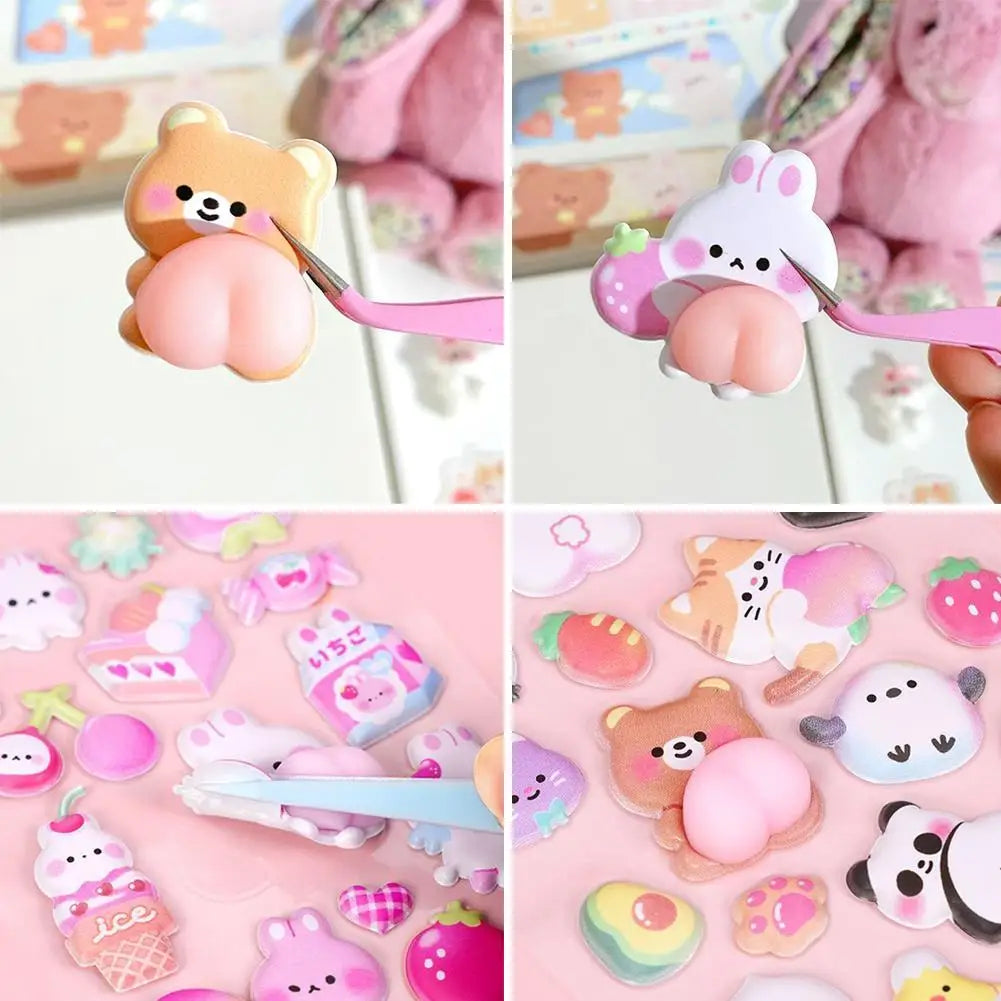 3D Kawaii Bunny Stickers | Squishy PVC DIY Decals for Crafts Kawaii Craft Stickers QXL