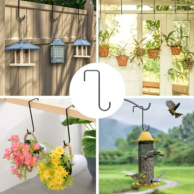 Rustproof Black Garden Fence Hooks | 2/4/8 Pack Outdoor Garden Fence Hooks QXL