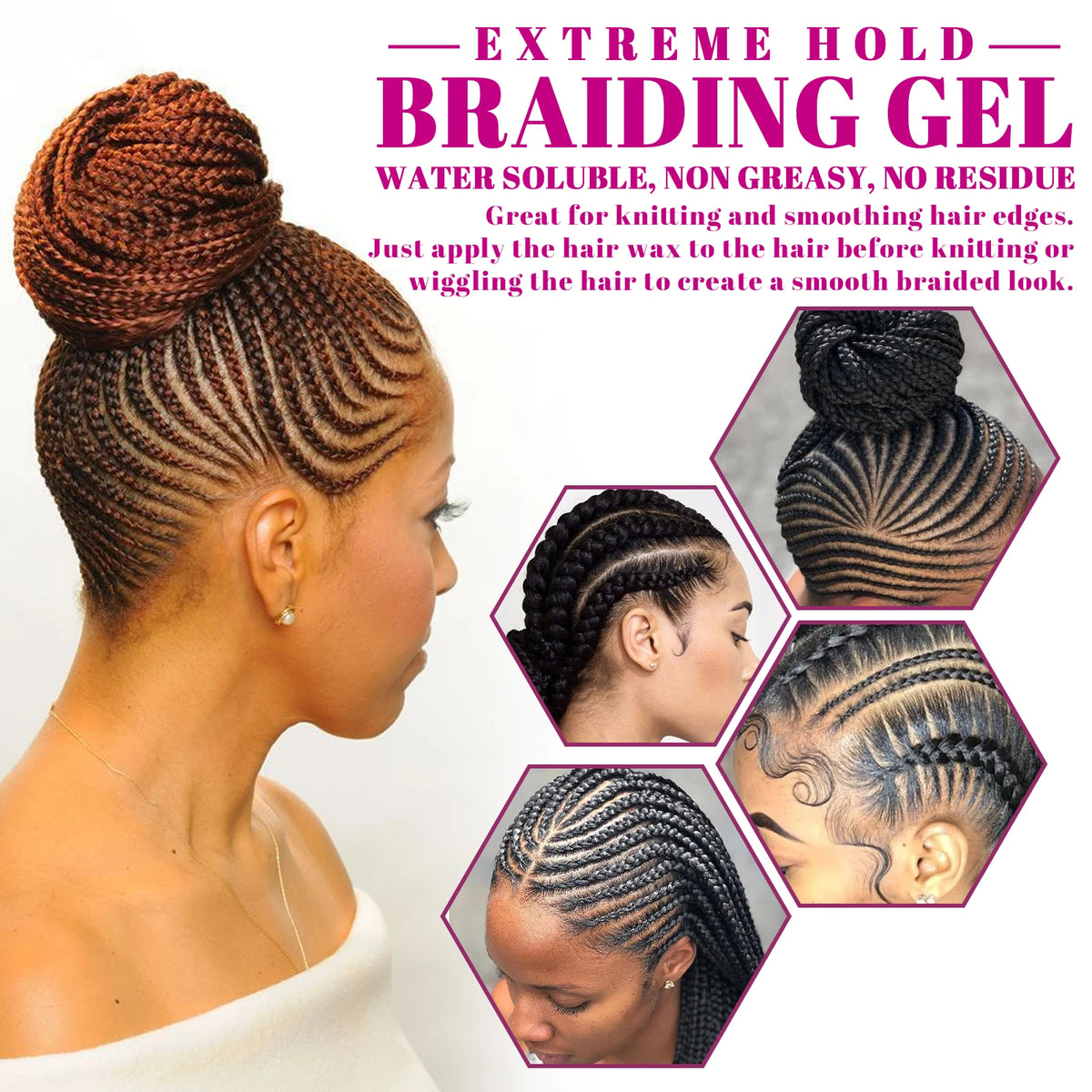 Jaysuing Braiding Gel Wax – Strong Hold Edge Control 100g Hair Braiding Gel QXL