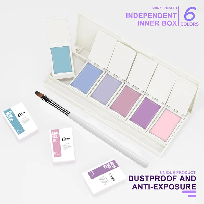 VERONNI 6-Color Solid Cream Gel Nail Polish Palette Kit Solid Gel Nail Polish QXL
