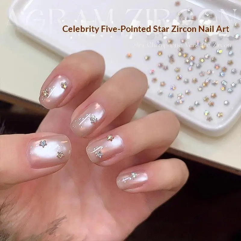 50-Pc Star Zircon Nail Charms | 3D Rhinestone Rivet Set Nail Art Charms QXL