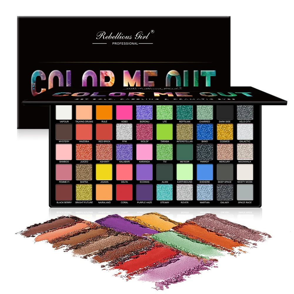 50-Color Eyeshadow Palette | Matte, Shimmer & Glitter Eyeshadow Palette QXL 50 color