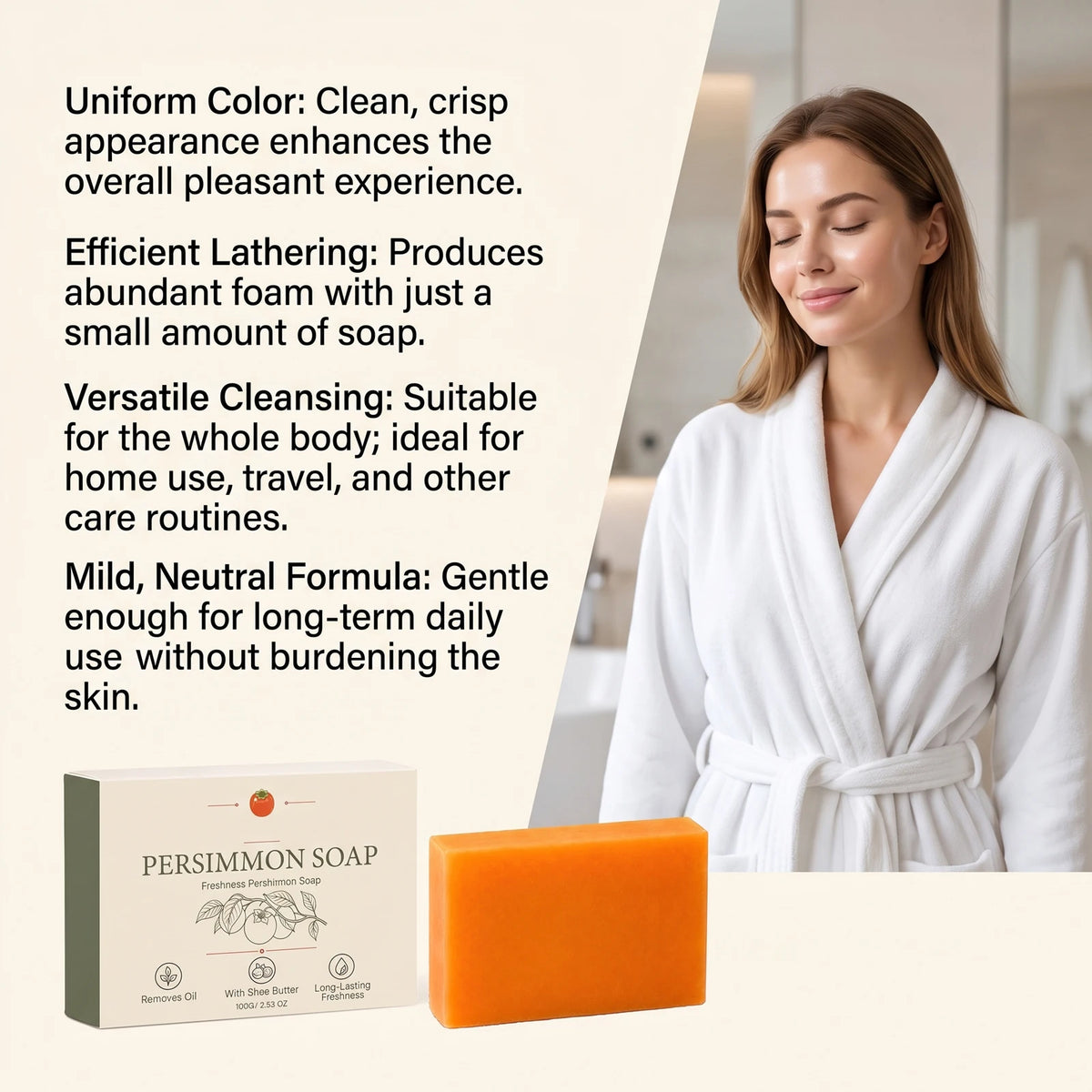 Persimmon Body Soap | Moisturizing, Brightening & Fresh Scent Moisturizing Bar Soap QXL