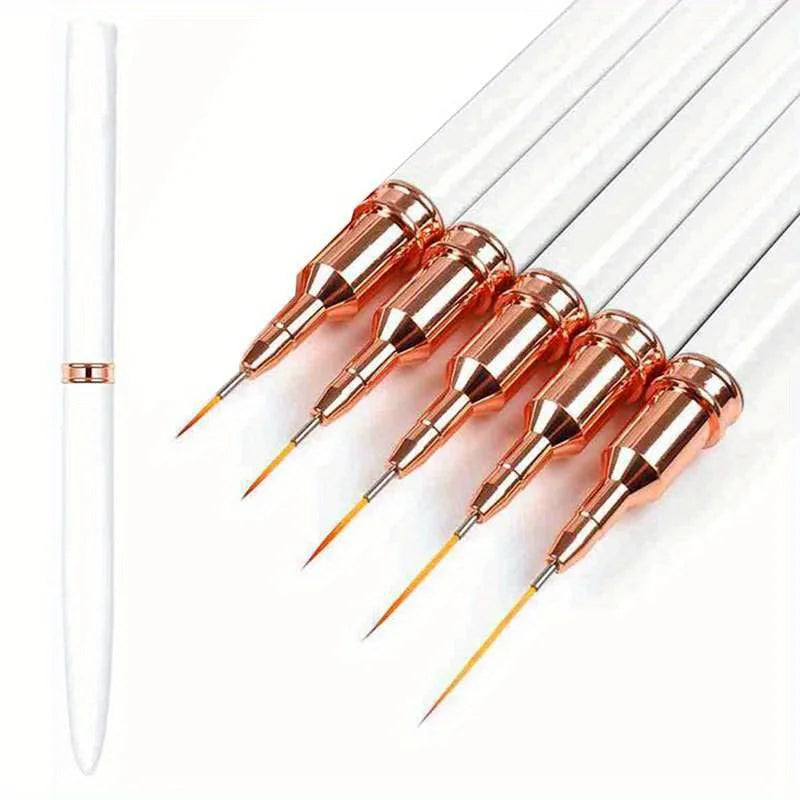 5-Pc Nail Art Liner Brush Set | Striping & UV Gel Painting Nail Art Liner Brushes QXL