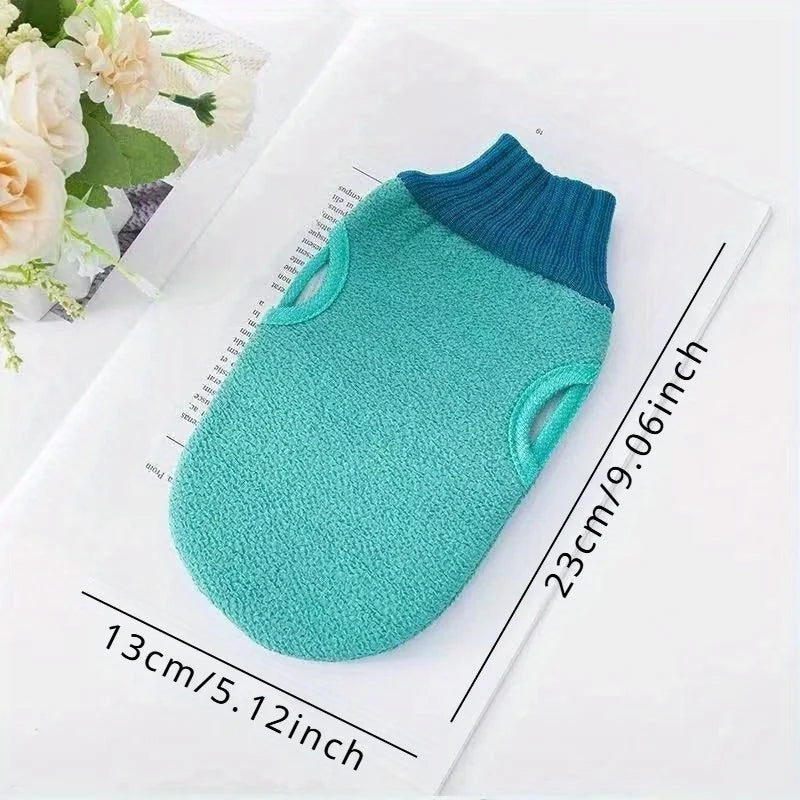 Double-Sided Exfoliating Bath Gloves | Coarse Scrub Mitt Exfoliating Bath Glove QXL green