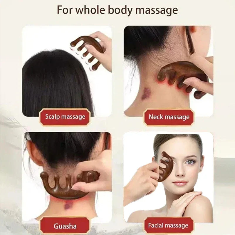 Sandalwood Massage Comb | Scalp & Body Massager Tool Scalp Massage Comb QXL