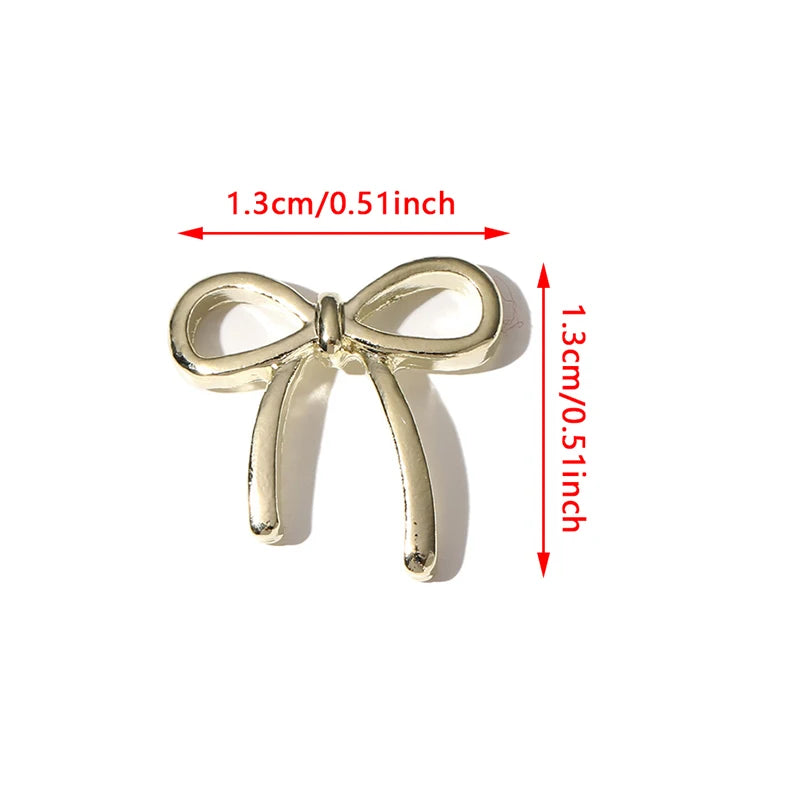 10-Pack 3D Bow Nail Art Charms | Silver & Gold Alloy Bowknot Nail Art Charms QXL
