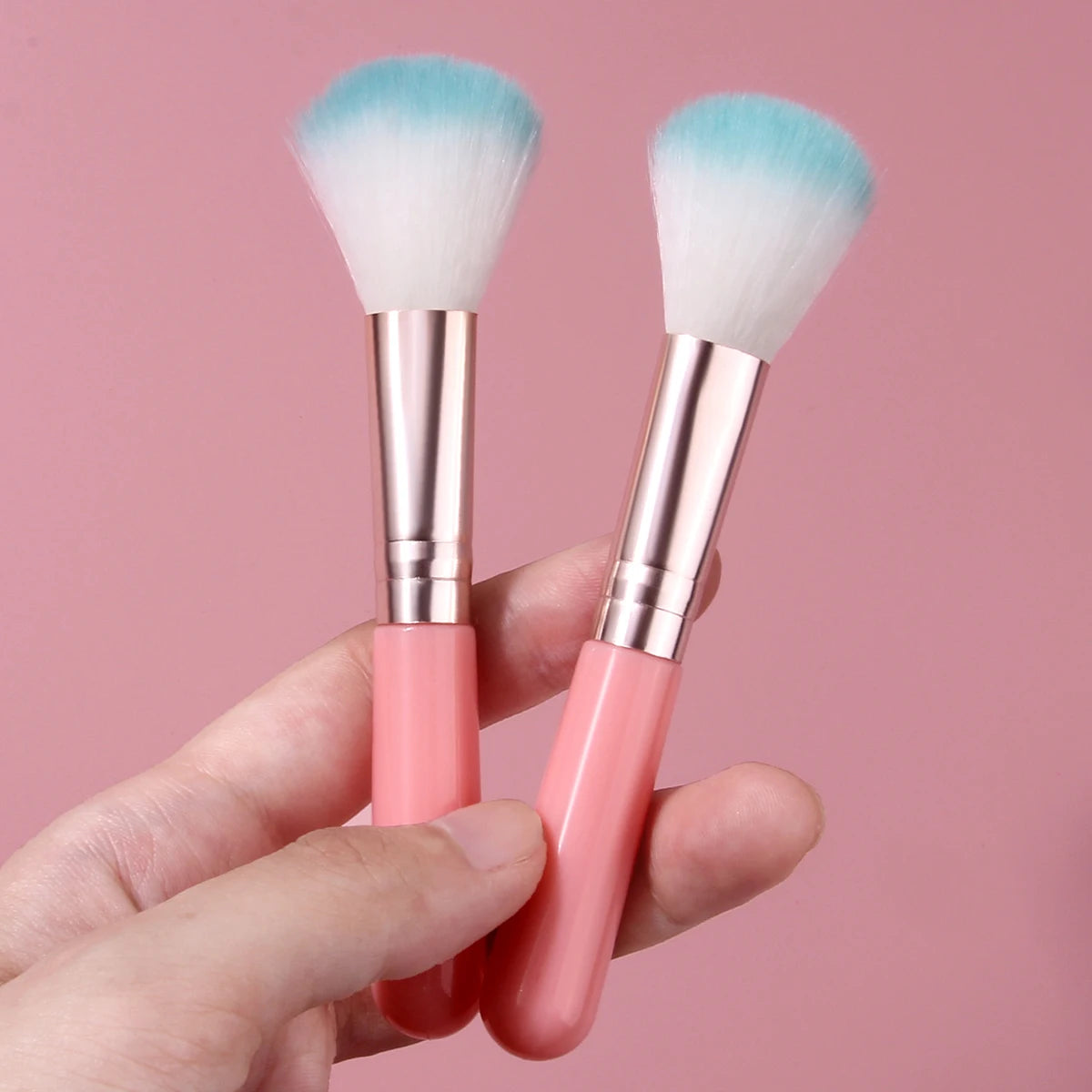 KOSSHOW 2-Pack Pink Fluffy Blush & Highlighter Brush Set Blush Brush Set QXL