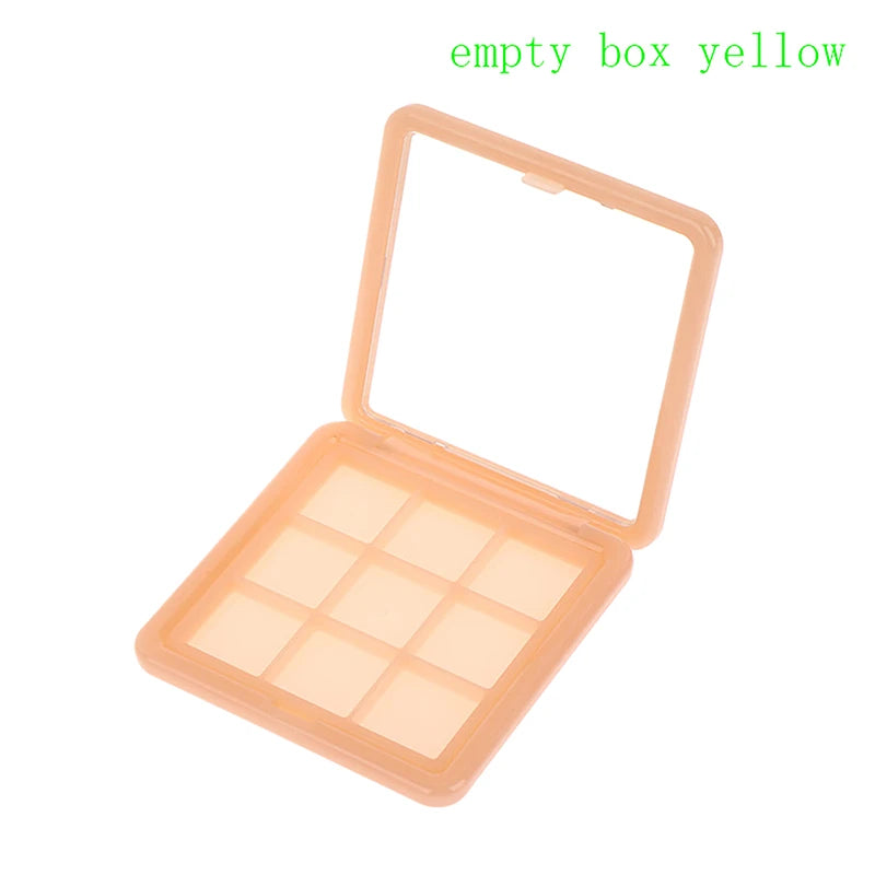 9-Grid Empty DIY Eyeshadow Palette Case | Transparent Lid Empty Eyeshadow Palette QXL empty box yellow