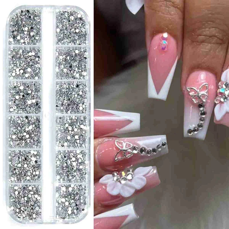 4-Pack 3D Nail Art Rhinestones | Multi-Size Crystal Gems Nail Art Rhinestones QXL