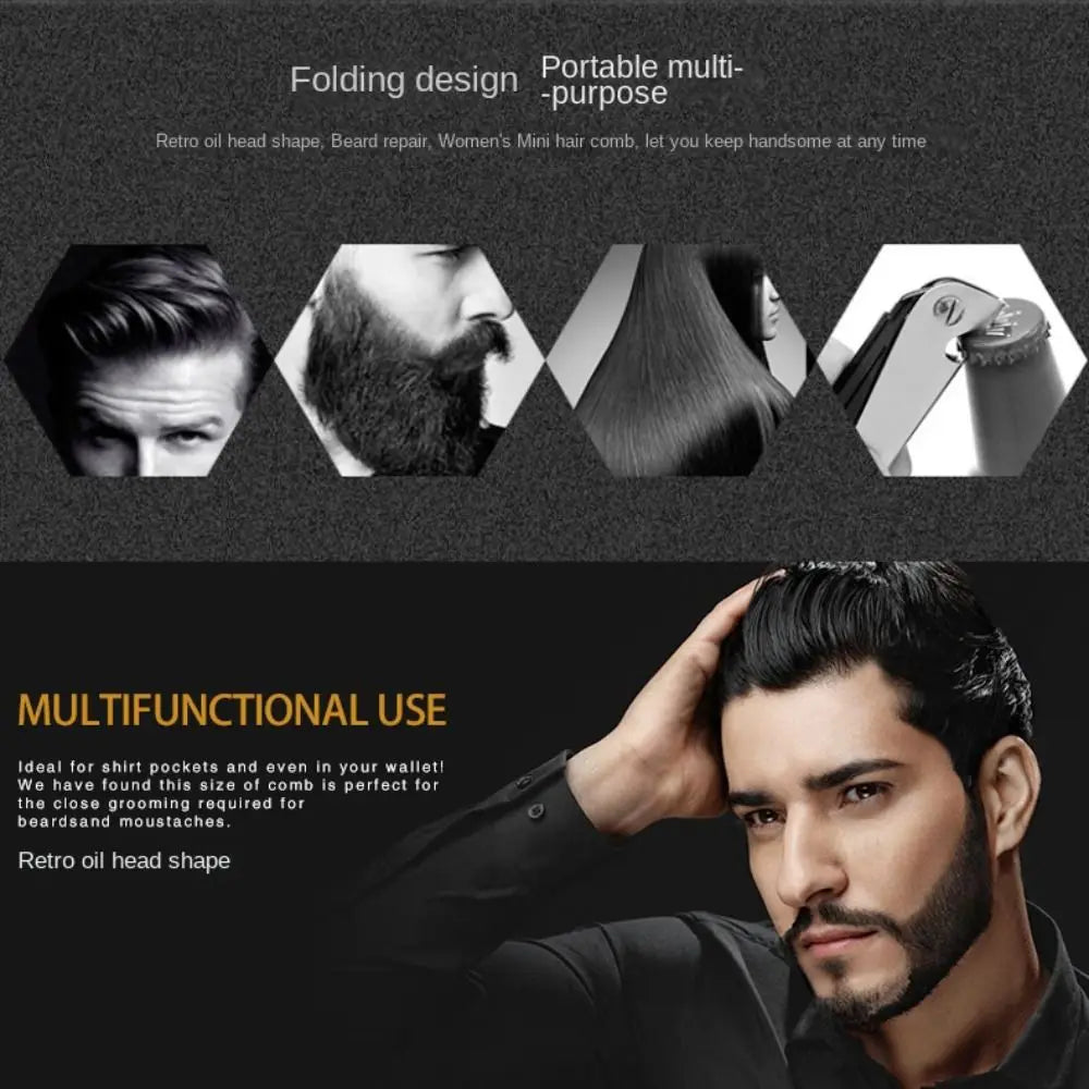 Stainless Steel Foldable Men's Comb | Pompadour Hair Styling Men's Hair Comb QXL