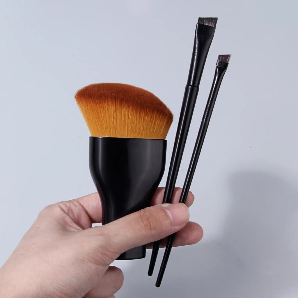 KOSSHOW 3-Pc Makeup Brush Set | Blush, Eyebrow & Eyeliner Makeup Brush Set QXL