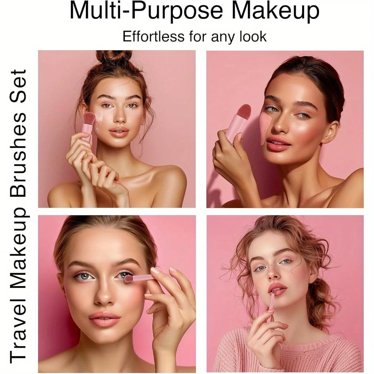 Luxury Pink Makeup Brush Set – 5 Pcs for Beginners Makeup Brush Set QXL