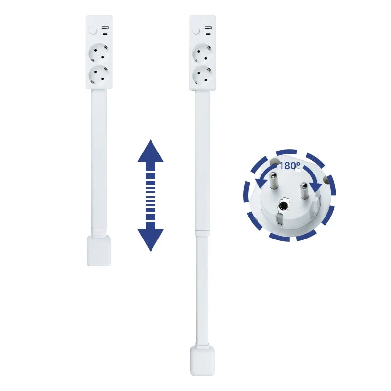 Retractable Power Strip 180° Rotating EU Plug Outlet Extender Retractable Power Strip QXL